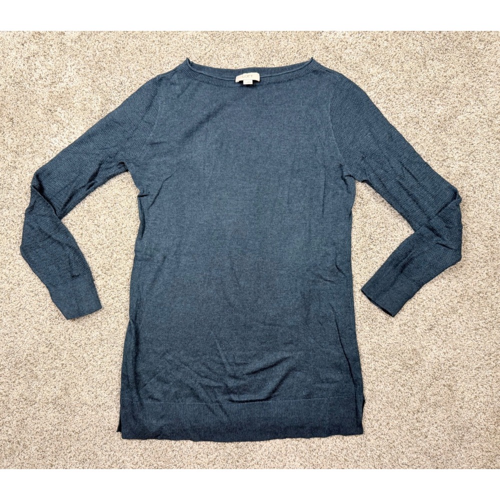 LOFT Outlet Womens Small Dark Teal Boat Neck Textured Raglan Sleeve Sweater